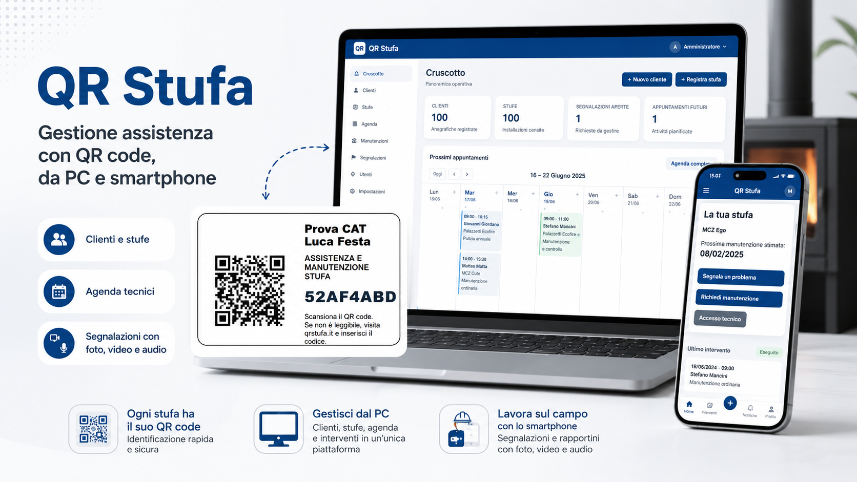 QR Stufa - Software gestionale per Centri Assistenza Tecnica stufe